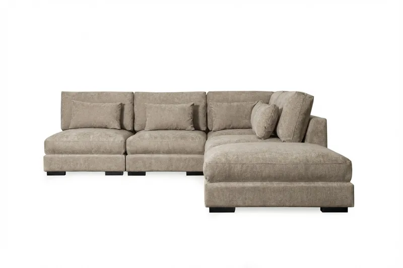 Dubai Schäslongsoffa Vänster Extra Djup i Chenille - Brun - Möbler - Soffa - Modulsoffa - Komplett modulsoffa