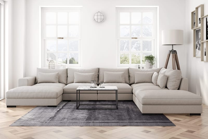 Dubai Stor U-modulsoffa med Divan Vänster 432 cm Extra Djup - Beige - Möbler - Soffa - Modulsoffa - Komplett modulsoffa