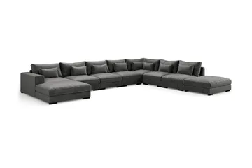 Dubai Stor U-modulsoffa med Divan Vänster Sammet 527 cm Extra Djup - Mörkgrå - Möbler - Soffa - Modulsoffa - Komplett modulsoffa