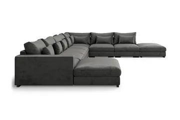 Dubai Stor U-modulsoffa med Divan Vänster Sammet 527 cm Extra Djup - Mörkgrå - Möbler - Soffa - Modulsoffa - Komplett modulsoffa