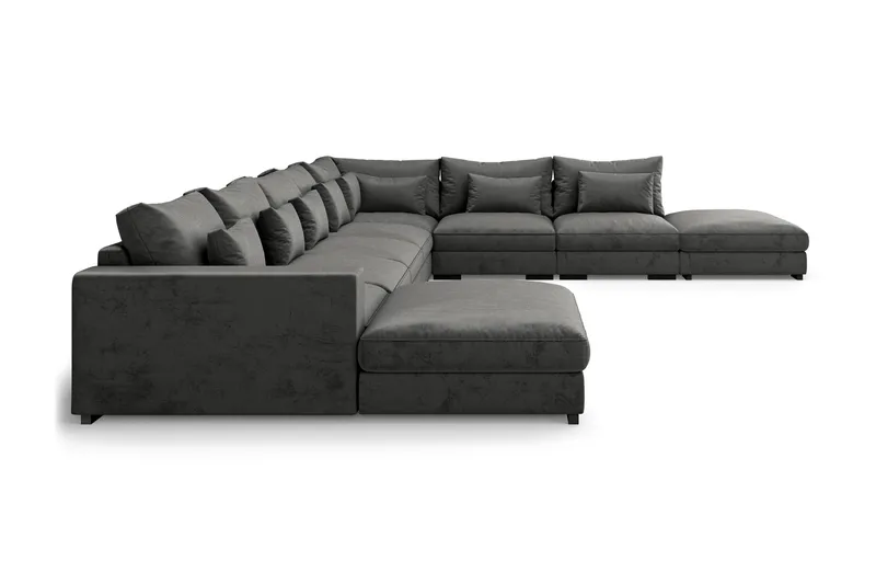 Dubai Stor U-modulsoffa med Divan Vänster Sammet 527 cm Extra Djup - Mörkgrå - Möbler - Soffa - Modulsoffa - Komplett modulsoffa