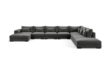 Dubai Stor U-modulsoffa med Divan Vänster Sammet 527 cm Extra Djup - Mörkgrå - Möbler - Soffa - Modulsoffa - Komplett modulsoffa