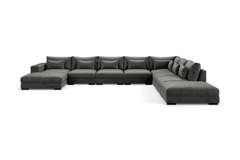 Dubai Stor U-modulsoffa med Divan Vänster Sammet 527 cm Extra Djup - Mörkgrå - Möbler - Soffa - Modulsoffa - Komplett modulsoffa
