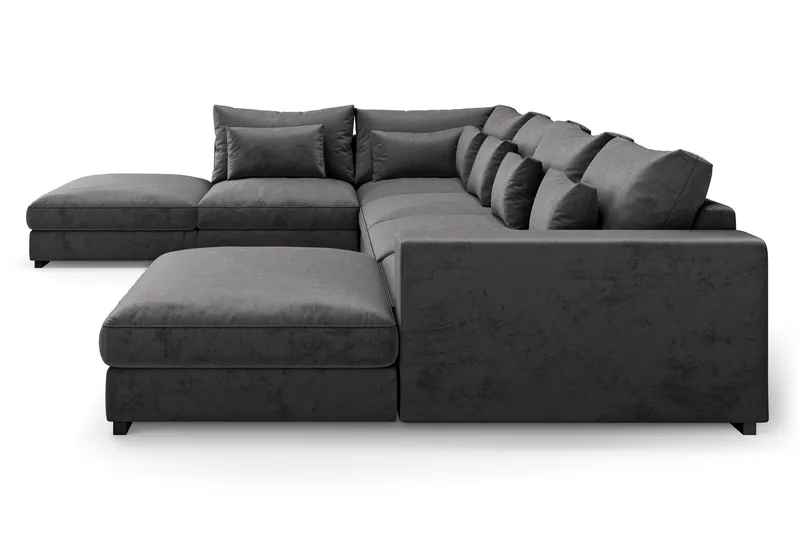 Dubai Stor U Soffa modul med Divan Höger Sammet Extra djup - Mörkgrå - Möbler - Soffa - Modulsoffa - Komplett modulsoffa