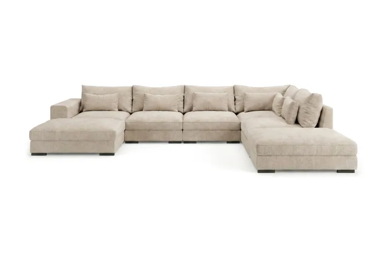 Dubai Stor U Soffa modul med Divan Vänster Extra Djup i Chenille - Beige - Möbler - Soffa - Modulsoffa - Komplett modulsoffa