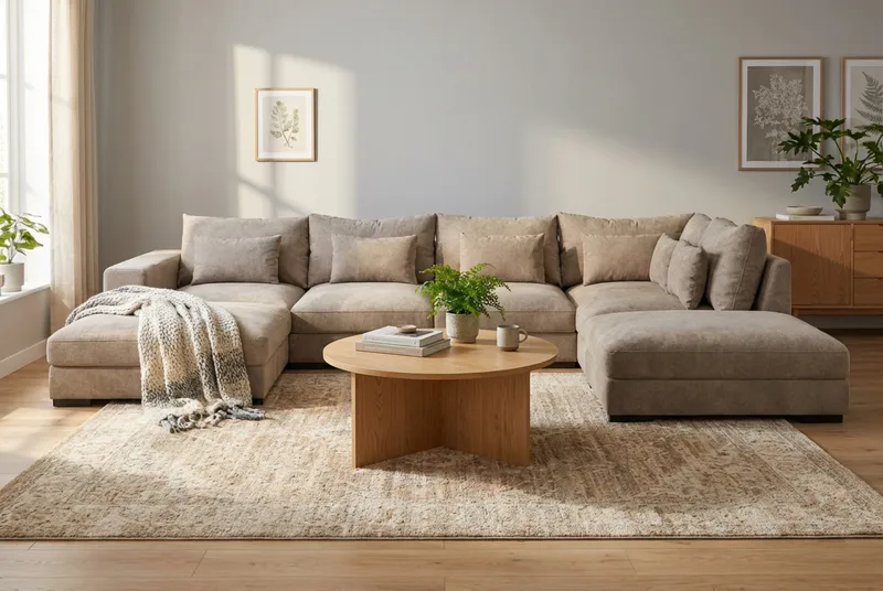 Dubai Stor U Soffa modul med Divan Vänster Extra Djup i Chenille - Brun - Möbler - Soffa - Modulsoffa - Komplett modulsoffa