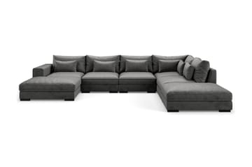 Dubai Stor U Soffa modul med Divan Vänster Sammet Extra djup - Mörkgrå - Möbler - Soffa - Modulsoffa - Komplett modulsoffa