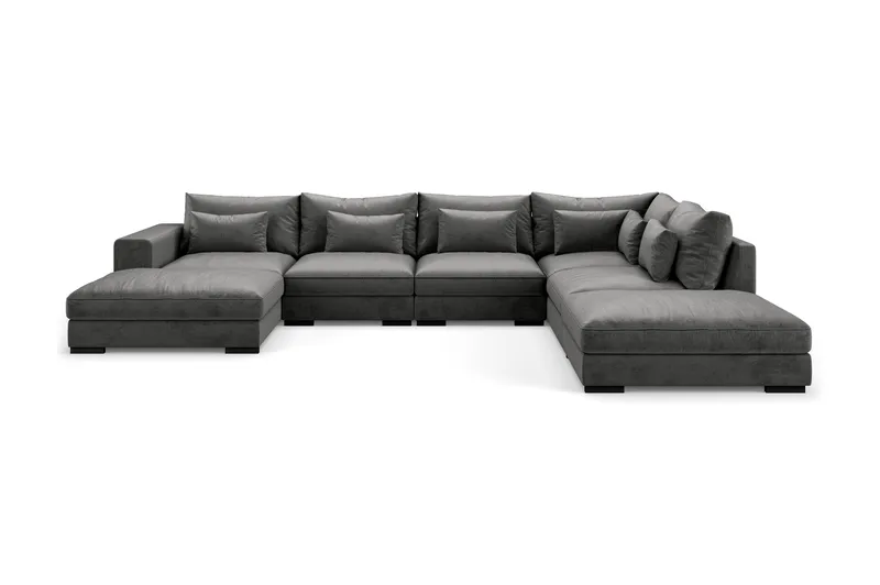 Dubai Stor U Soffa modul med Divan Vänster Sammet Extra djup - Mörkgrå - Möbler - Soffa - Modulsoffa - Komplett modulsoffa