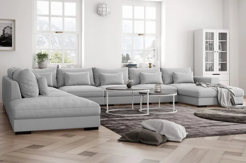 Dubai U-modulsoffa Large med Divan Höger Extra Djup - Ljusgrå - Möbler - Soffa - Modulsoffa - Komplett modulsoffa
