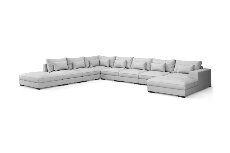 Dubai U-modulsoffa Large med Divan Höger Extra Djup - Ljusgrå - Möbler - Soffa - Modulsoffa - Komplett modulsoffa