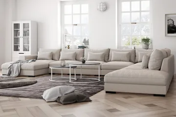 Dubai U-modulsoffa Large med Divan Vänster Extra Djup - Beige - Möbler - Soffa - Modulsoffa - Komplett modulsoffa