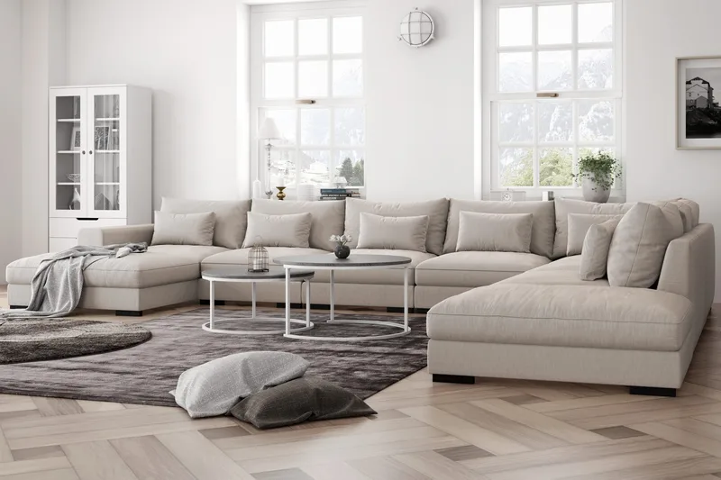 Dubai U-modulsoffa Large med Divan Vänster Extra Djup - Beige - Möbler - Soffa - Modulsoffa - Komplett modulsoffa