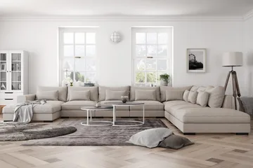 Dubai U-modulsoffa Large med Divan Vänster Extra Djup - Beige - Möbler - Soffa - Modulsoffa - Komplett modulsoffa