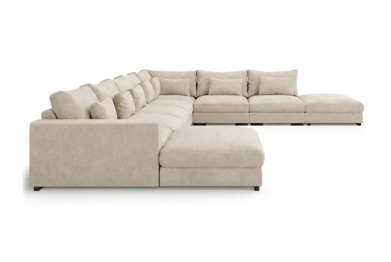 Dubai U-modulsoffa Large med Divan Vänster Extra Djup i Chenille - Beige - Möbler - Soffa - Modulsoffa - Komplett modulsoffa