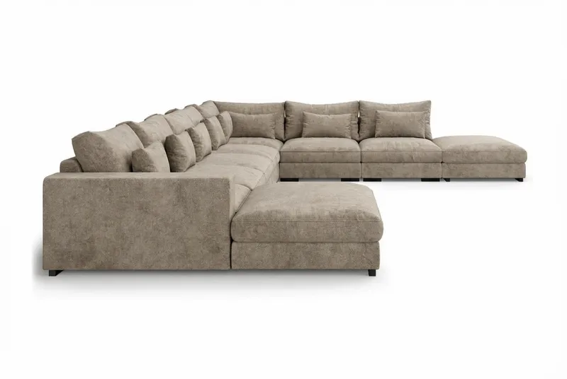 Dubai U-modulsoffa Large med Divan Vänster Extra Djup i Chenille - Brun - Möbler - Soffa - Modulsoffa - Komplett modulsoffa