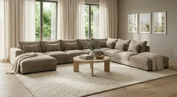 Dubai U-modulsoffa Large med Divan Vänster Extra Djup i Chenille - Brun - Möbler - Soffa - Modulsoffa - Komplett modulsoffa