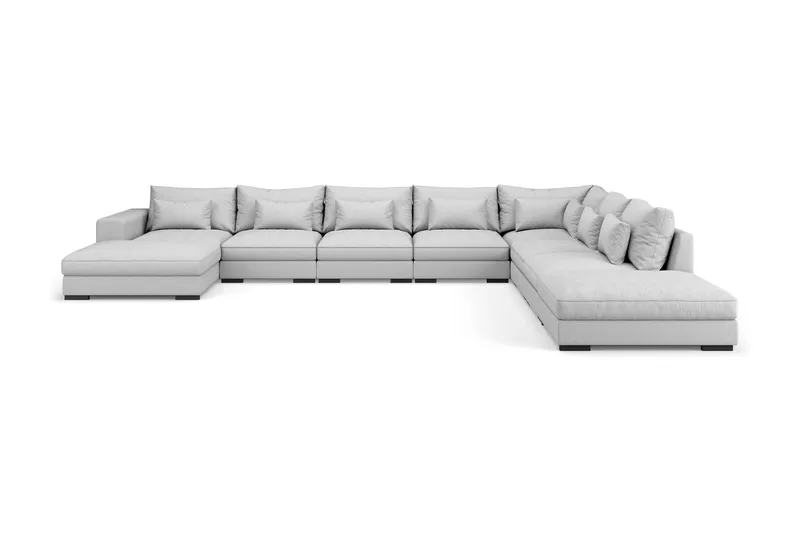 Dubai U-modulsoffa Large med Divan Vänster Extra Djup - Ljusgrå - Möbler - Soffa - Modulsoffa - Komplett modulsoffa