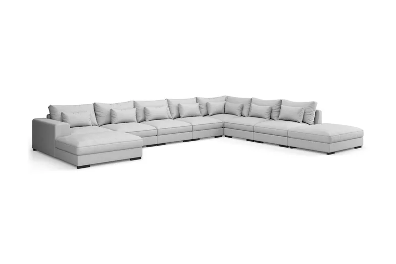 Dubai U-modulsoffa Large med Divan Vänster Extra Djup - Ljusgrå - Möbler - Soffa - Modulsoffa - Komplett modulsoffa