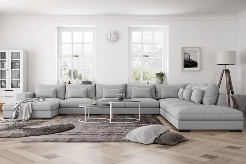 Dubai U-modulsoffa Large med Divan Vänster Extra Djup - Ljusgrå - Möbler - Soffa - Modulsoffa - Komplett modulsoffa