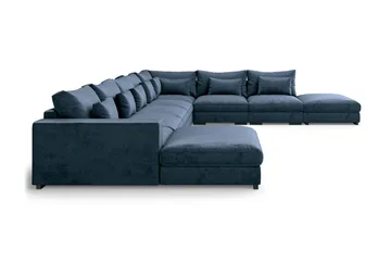 Dubai U-modulsoffa Large med Divan Vänster Sammet Extra Djup - Blå - Möbler - Soffa - Modulsoffa - Komplett modulsoffa