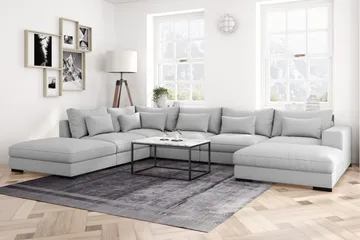 Dubai U-modulsoffa med Divan Höger Extra Djup - Ljusgrå - Möbler - Soffa - Modulsoffa - Komplett modulsoffa