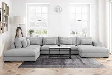 Dubai U-modulsoffa med Divan Höger Extra Djup - Ljusgrå - Möbler - Soffa - Modulsoffa - Komplett modulsoffa
