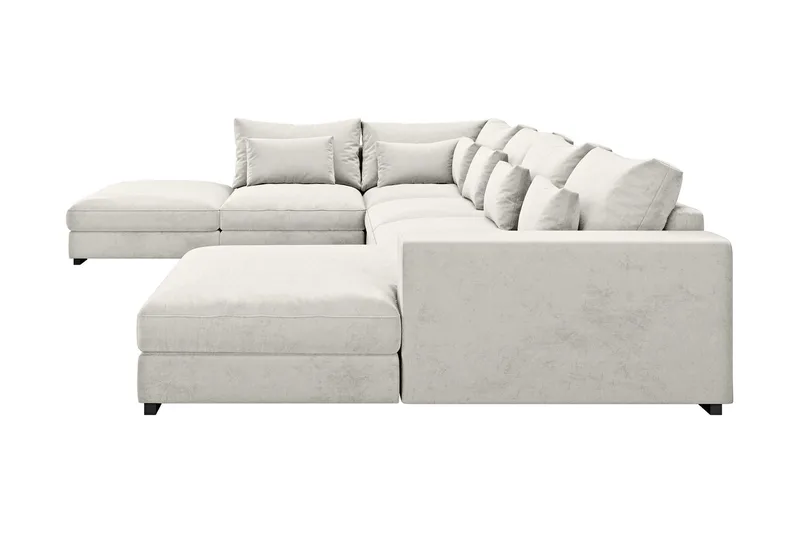 Dubai U-modulsoffa med Divan Höger Sammet Extra Djup - Vit - Möbler - Soffa - Modulsoffa - Komplett modulsoffa