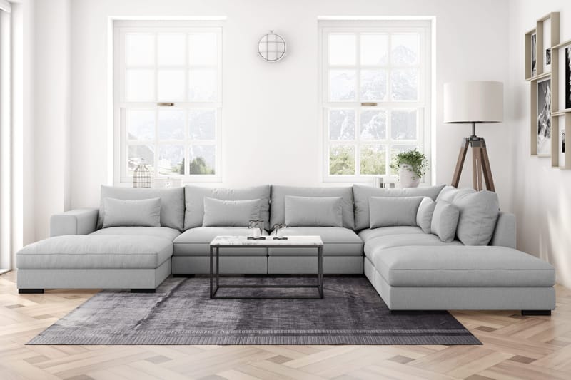 Dubai U-modulsoffa med Divan Vänster Extra Djup - Ljusgrå - Möbler - Soffa - Modulsoffa - Komplett modulsoffa