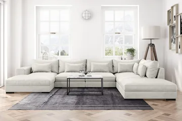 Dubai U-modulsoffa med Divan Vänster Sammet Extra Djup - Vit - Möbler - Soffa - Modulsoffa - Komplett modulsoffa