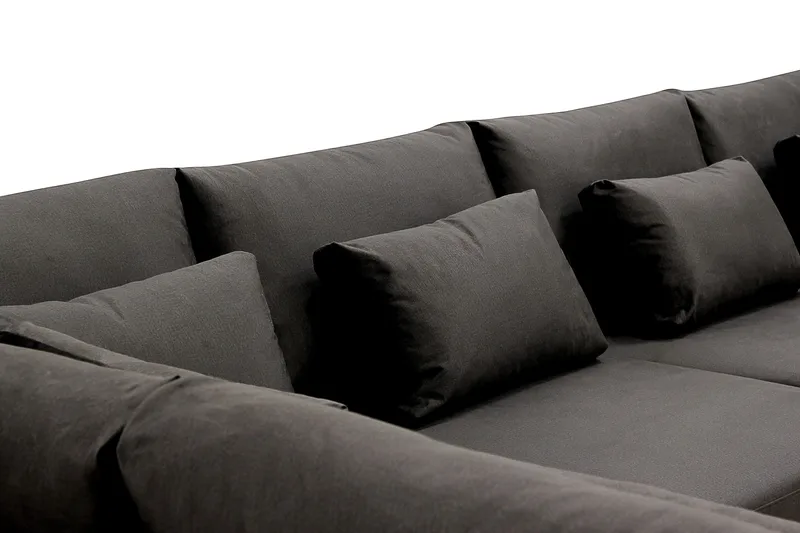 Grande Stor 7-sits U-Soffa med Divan Höger - Mörkgrå Sammet - Möbler - Soffa - Modulsoffa - Komplett modulsoffa
