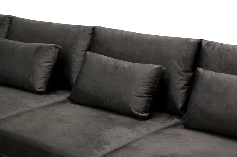 Grande Stor 7-sits U-Soffa med Divan Höger - Mörkgrå Sammet - Möbler - Soffa - Modulsoffa - Komplett modulsoffa