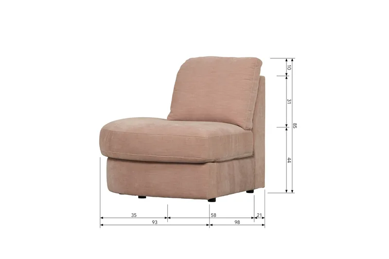 Kielstra Hörnmodul Vänster - Rosa - Möbler - Soffa - Modulsoffa - Hörnmodul