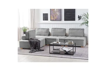 Hörnsoffa Tibro Grå/ljust trä - Grå/ljust trä - Möbler - Soffa - Modulsoffa - Komplett modulsoffa