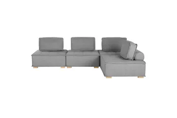 Hörnsoffa Tibro Grå/ljust trä - Grå/ljust trä - Möbler - Soffa - Modulsoffa - Komplett modulsoffa