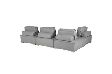 Hörnsoffa Tibro Grå/ljust trä - Grå/ljust trä - Möbler - Soffa - Modulsoffa - Komplett modulsoffa