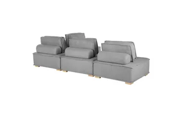 Hörnsoffa Tibro Grå/ljust trä - Grå/ljust trä - Möbler - Soffa - Modulsoffa - Komplett modulsoffa