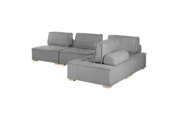Hörnsoffa Tibro Grå/ljust trä - Grå/ljust trä - Möbler - Soffa - Modulsoffa - Komplett modulsoffa