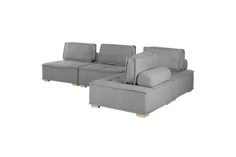 Hörnsoffa Tibro Grå/ljust trä - Grå/ljust trä - Möbler - Soffa - Modulsoffa - Komplett modulsoffa