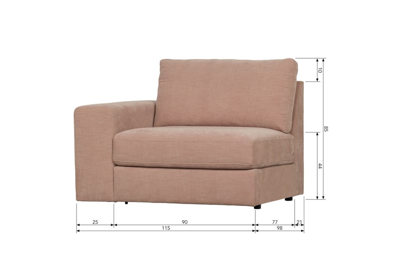 Kielstra Vänstermodul - Rosa - Möbler - Soffa - Modulsoffa - Övriga moduler till modulsoffa