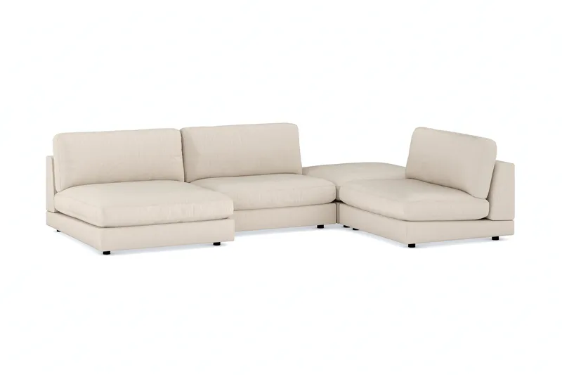 Arken 6-sits U-formad Modulsoffa + Fotpall i Manchester - Beige - Möbler - Soffa - Modulsoffa - Komplett modulsoffa