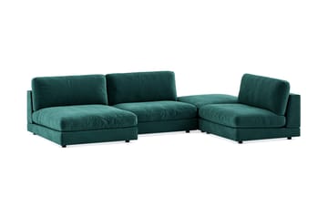 Arken 6-sits U-formad Modulsoffa + Fotpall i Sammet - Grön - Möbler - Soffa - Modulsoffa - Komplett modulsoffa
