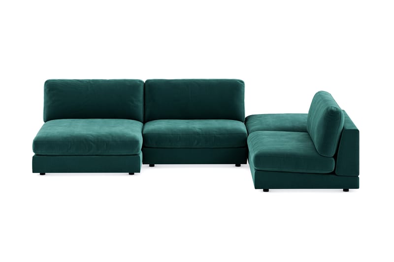 Arken 6-sits U-formad Modulsoffa + Fotpall i Sammet - Grön - Möbler - Soffa - Modulsoffa - Komplett modulsoffa