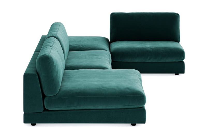 Arken 6-sits U-formad Modulsoffa + Fotpall i Sammet - Grön - Möbler - Soffa - Modulsoffa - Komplett modulsoffa