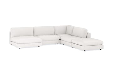 Arken 6-sits Vändbar L-formad Modulhörnsoffa med Divan + Fotpall i Bouclé - Vit - Möbler - Soffa - Modulsoffa - Komplett modulsoffa