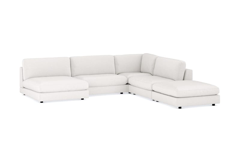 Arken 6-sits Vändbar L-formad Modulhörnsoffa med Divan + Fotpall i Bouclé - Vit - Möbler - Soffa - Modulsoffa - Komplett modulsoffa