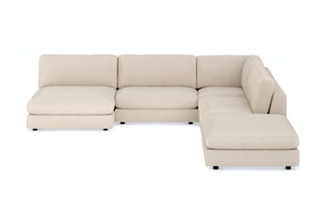 Arken 6-sits Vändbar L-formad Modulhörnsoffa med Divan + Fotpall i Manchester - Beige - Möbler - Soffa - Modulsoffa - Komplett modulsoffa