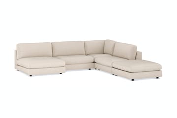 Arken 6-sits Vändbar L-formad Modulhörnsoffa med Divan + Fotpall i Manchester - Beige - Möbler - Soffa - Modulsoffa - Komplett modulsoffa