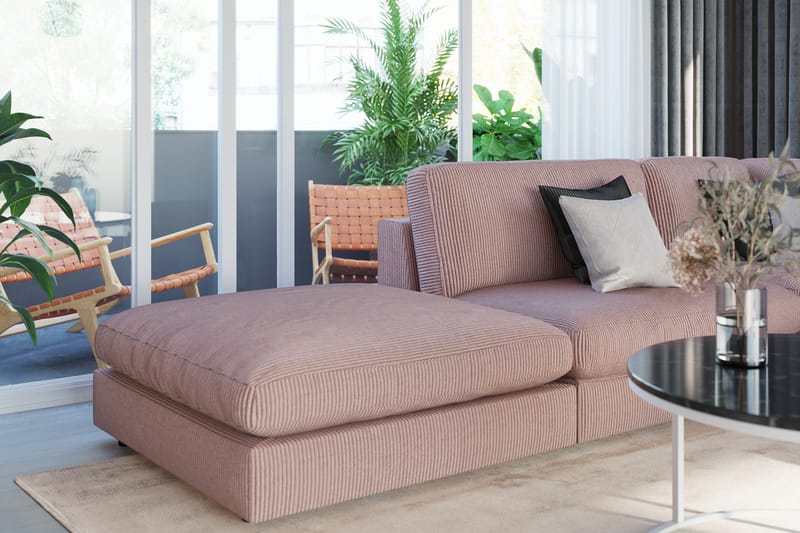 Arken 6-sits Vändbar L-formad Modulhörnsoffa med Divan + Fotpall i Manchester - Rosa - Möbler - Soffa - Modulsoffa - Komplett modulsoffa
