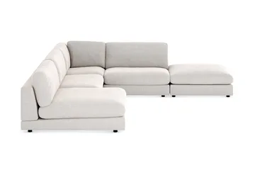 Arken 6-sits Vändbar L-formad Modulhörnsoffa med Divan + Fotpall i Sammet - Krämvit - Möbler - Soffa - Modulsoffa - Komplett modulsoffa