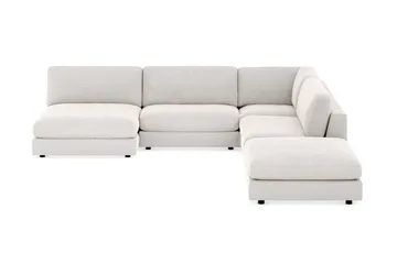 Arken 6-sits Vändbar L-formad Modulhörnsoffa med Divan + Fotpall i Sammet - Krämvit - Möbler - Soffa - Modulsoffa - Komplett modulsoffa